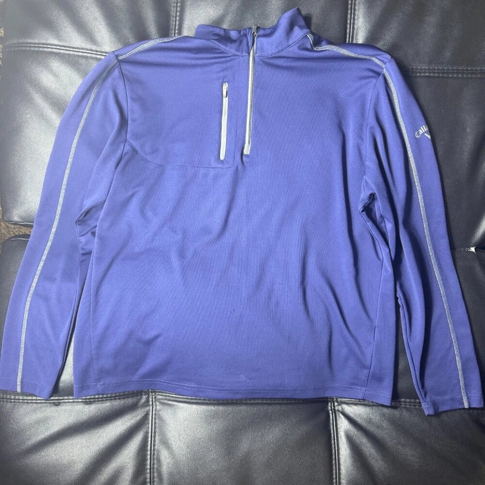 Callaway Men's 1/4 Zip Pullover Top Navy Blue Golf Performance Stretch Size XL